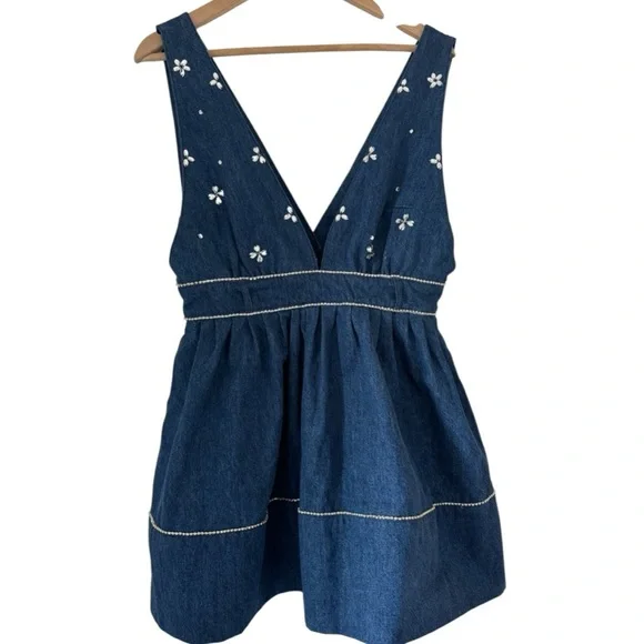 knee length dresses for ladies Free People - Country Nights Embellished Mini Slip Dress